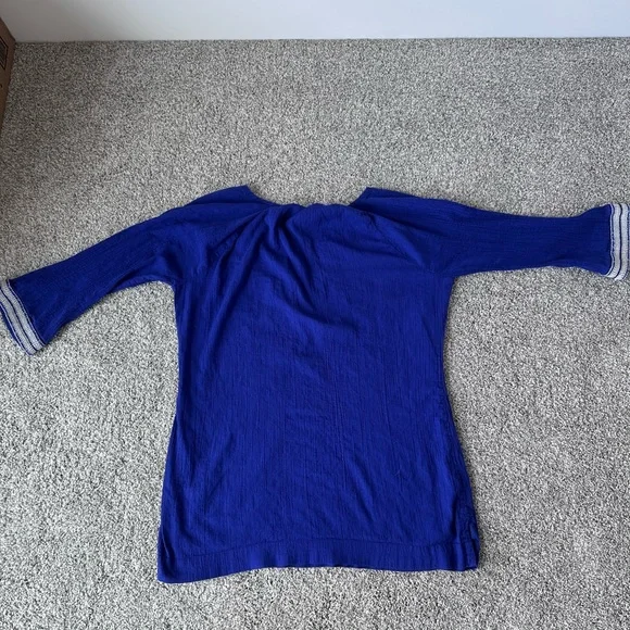 Athleta 100% Cotton Medium Blue Beaded Tunic Top / Beach Cover-Up – Size M - Picture 10 of 10